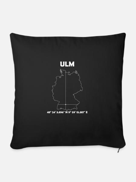 Ulm Karte - Sofakissenbezug 45 x 45 cm - Schwarz