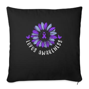 Lupus Awareness Purple Ribbon Maladie auto-immune - Housse de coussin décorative 45 x 45 cm - noir - Devant