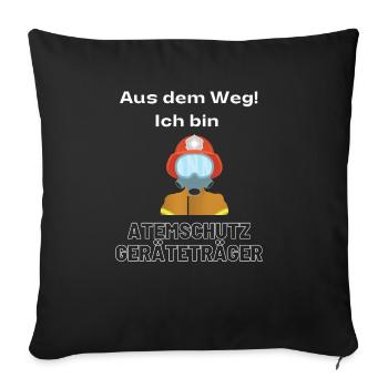 Lustiges Atemschutzgeräteträger Feuerwehr Geschenk - Sofakissenbezug 45 x 45 cm - Schwarz - Vorne
