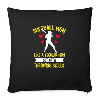 Softball saying for your softball mom - Sofa pillowcase 17,3'' x 17,3'' (45 x 45 cm) - black - Front