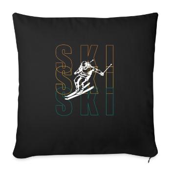 Skieur cadeau - Housse de coussin décorative 45 x 45 cm - noir - Devant