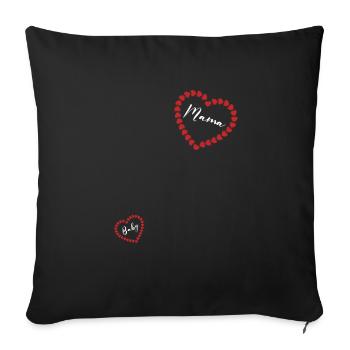 Schwanger 2 Herzen Mama Und Baby Ankündigung Kind - Sofakissenbezug 45 x 45 cm - Schwarz - Vorne
