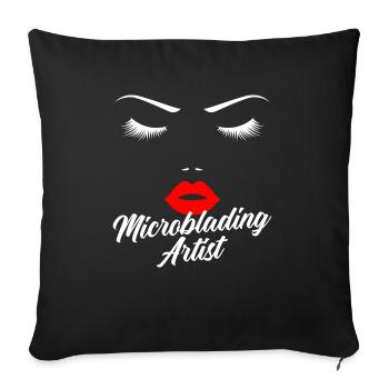 Microblading artiste chuchoteur sourcil - Housse de coussin décorative 45 x 45 cm - noir - Devant