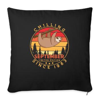 1983 In September Sloth Retro - Sofa pillowcase 17,3'' x 17,3'' (45 x 45 cm) - black - Front