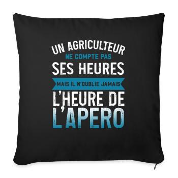 Un agriculteur ne compte pas ses heure humour - Housse de coussin décorative 45 x 45 cm - noir - Devant