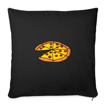 Pizza Cartoon Fastfood italien - Housse de coussin décorative 45 x 45 cm - noir - Devant