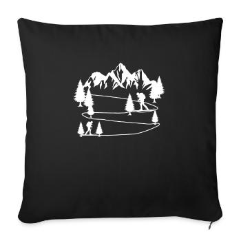 Ski touring touring ski gift - Sofa pillowcase 17,3'' x 17,3'' (45 x 45 cm) - black - Front