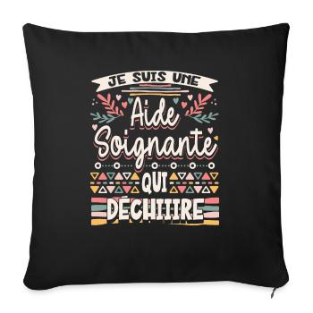 Aide Soignante Humour Aides Soignants - Housse de coussin décorative 45 x 45 cm - noir - Devant