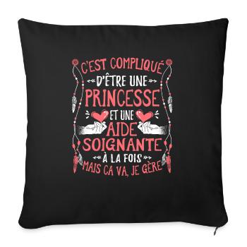 Aide Soignante Humour Aides Soignants - Housse de coussin décorative 45 x 45 cm - noir - Devant