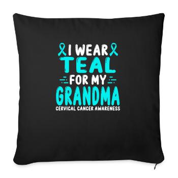 Cervical Cancer Awareness Grandmother Teal Ribbon - Housse de coussin décorative 45 x 45 cm - noir - Devant