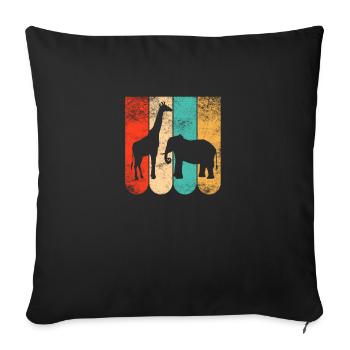 Zoo Besucher Tierfan Geschenkidee Giraffe Elefant - Sofakissenbezug 45 x 45 cm - Schwarz - Vorne