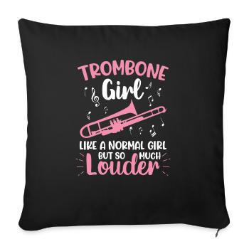 Posaune Blasinstrument Trombone Girl - Sofakissenbezug 45 x 45 cm - Schwarz - Vorne