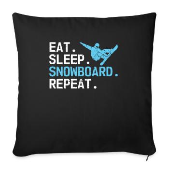 Eat Sleep Snowboard Repeat Hobby Snowboarder - Sofa pillowcase 17,3'' x 17,3'' (45 x 45 cm) - black - Front