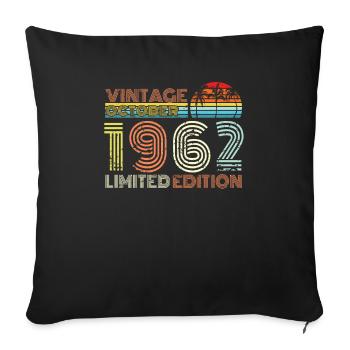 Vintage October 1962 Born - Sofa pillowcase 17,3'' x 17,3'' (45 x 45 cm) - black - Front
