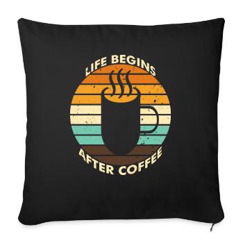 VINTAGE Life Begin After Coffee - Housse de coussin décorative 45 x 45 cm - noir - Devant