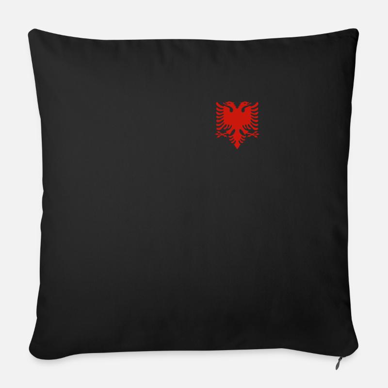 Drapeau albanais Shqip Shqiponja Albanie Aigle - Housse de coussin décorative 45 x 45 cm - noir