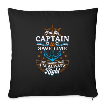 Yachting Voilier Bateau Capitaine - Housse de coussin décorative 45 x 45 cm - noir - Devant
