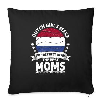 Dutch Mom Netherlands Mama Dutch American - Housse de coussin décorative 45 x 45 cm - noir - Devant