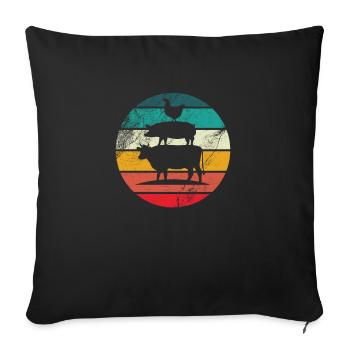 Cow Pig Chicken Tower Farmer Farm Gift - Sofa pillowcase 17,3'' x 17,3'' (45 x 45 cm) - black - Front