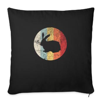 Lapins vintage Lapins Rétro Rongeur cadeau - Housse de coussin décorative 45 x 45 cm - noir - Devant