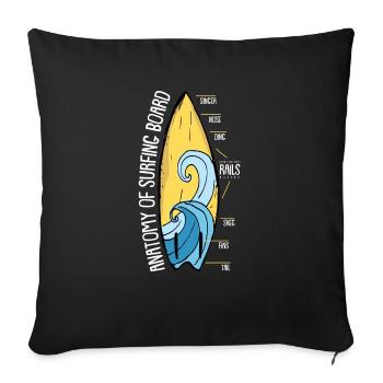 Surf surf surf surf surf planche de surf plage cadeau - Housse de coussin décorative 45 x 45 cm - noir - Devant