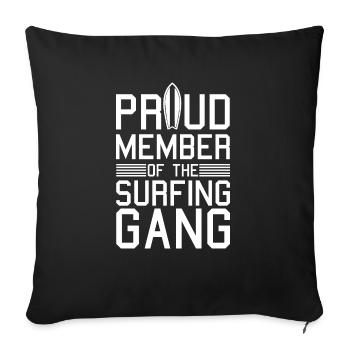 Surf surf surf surf surf planche de surf plage cadeau - Housse de coussin décorative 45 x 45 cm - noir - Devant