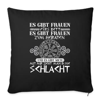 Wikinger Frau Freundin Schildmaid Spruch Geschenk - Sofakissenbezug 45 x 45 cm - Schwarz - Vorne