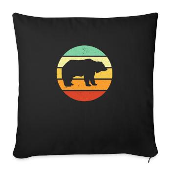 Bär Retro Vintage Eisbär Grizzly Braunbär - Sofakissenbezug 45 x 45 cm - Schwarz - Vorne