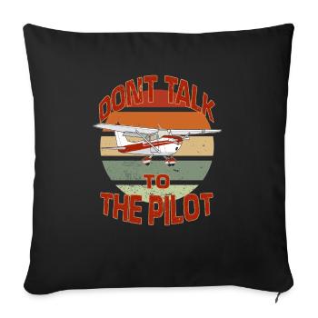 Rétro pilote pilote pilotes - Housse de coussin décorative 45 x 45 cm - noir - Devant