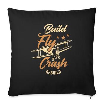 Conception d'avions Rc avec reconstruction de crash de vol de construction, - Housse de coussin décorative 45 x 45 cm - noir - Devant