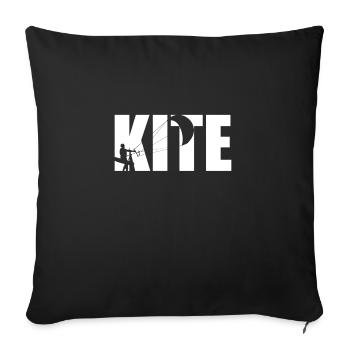 Kite Kiteboarding Kitesurfer cadeau - Housse de coussin décorative 45 x 45 cm - noir - Devant