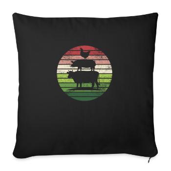 Farm Animals Cow Beef Pig Chicken Rooster Farmer - Sofa pillowcase 17,3'' x 17,3'' (45 x 45 cm) - black - Front