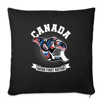 Canada Native Haida "Eagle Whale" - Sofa pillowcase 17,3'' x 17,3'' (45 x 45 cm) - black - Front