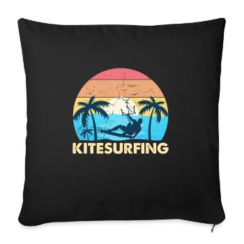 Kite Kiteboarding Kitesurfer cadeau - Housse de coussin décorative 45 x 45 cm - noir - Devant