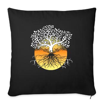 Yggdrasil Wikinger Lebensbaum - Sofakissenbezug 45 x 45 cm - Schwarz - Vorne
