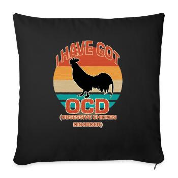 funny chicken poultry chicken farmer hen - Sofa pillowcase 17,3'' x 17,3'' (45 x 45 cm) - black - Front