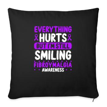 Fibromyalgia Awareness Purple Ribbon Warrior - Sofa pillowcase 17,3'' x 17,3'' (45 x 45 cm) - black - Front