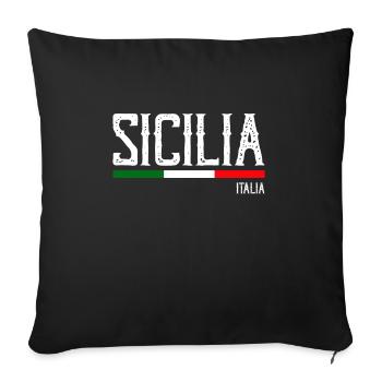 Italy Italia Sicilia Flag Sicily Palermo - Sofa pillowcase 17,3'' x 17,3'' (45 x 45 cm) - black - Front