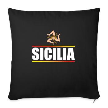 Italy Italia Sicilia Flag Sicily Palermo - Sofa pillowcase 17,3'' x 17,3'' (45 x 45 cm) - black - Front