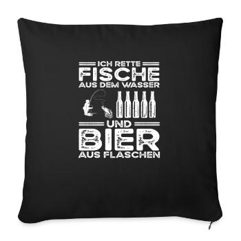 Fisher Angler Rainbow Trout Fishing Kayak fishing - Sofa pillowcase 17,3'' x 17,3'' (45 x 45 cm) - black - Front