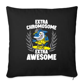 Syndrome extra chromosome Extra Awesomes Down - Housse de coussin décorative 45 x 45 cm - noir - Devant