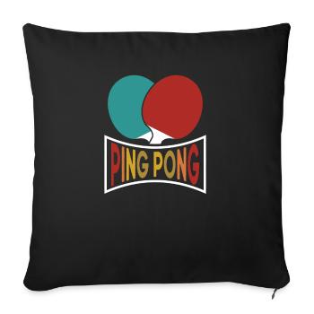 Ping Pong ping-pong Raquette de ping-pong Vintage - Housse de coussin décorative 45 x 45 cm - noir - Devant