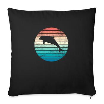 Dauphin Retro Vintage Mer Océan Cadeau Coloré - Housse de coussin décorative 45 x 45 cm - noir - Devant