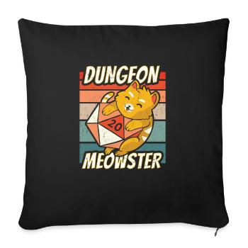 Dungeon Meowster Shirt für RPG Gamer - Sofakissenbezug 45 x 45 cm - Schwarz - Vorne