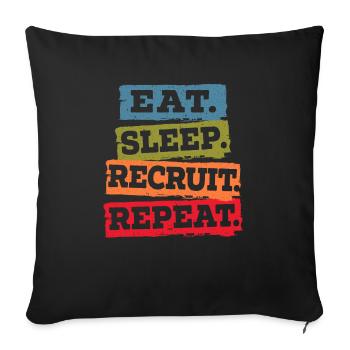 Eat Sleep Recruit Repeat HR Manager Personalleiter - Sofa pillowcase 17,3'' x 17,3'' (45 x 45 cm) - black - Front