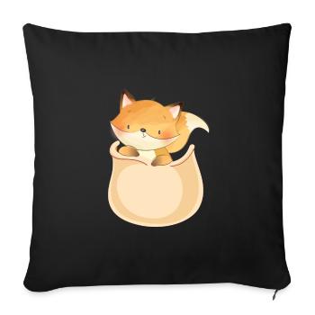 Marsupium Bébé Renard Roux - Housse de coussin décorative 45 x 45 cm - noir - Devant