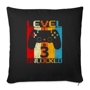Niveau 3 débloqué - Housse de coussin décorative 45 x 45 cm - noir - Devant