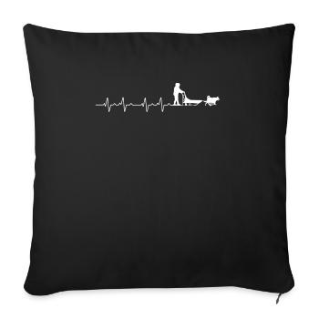 Heartbeat Heartline Heart Rate Dog Sled - Sofa pillowcase 17,3'' x 17,3'' (45 x 45 cm) - black - Front