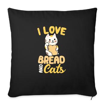 Katzen Und Brot - Sofakissenbezug 45 x 45 cm - Schwarz - Vorne