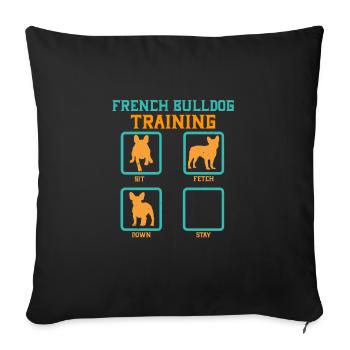 French Bulldog Training - Housse de coussin décorative 45 x 45 cm - noir - Devant